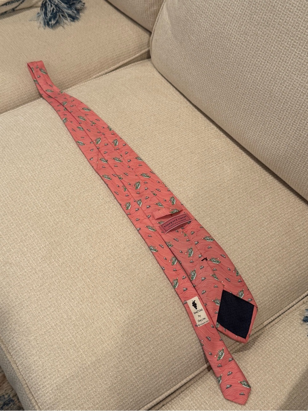 Vineyard Vines Coral Pink Kayak Novelty Silk Tie